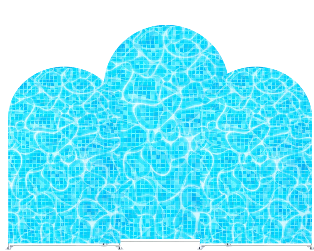 Cubierta de fondo de arco temático para fiesta de piscina, accesorios de decoración de cumpleaños, Baby Shower y boda, azul