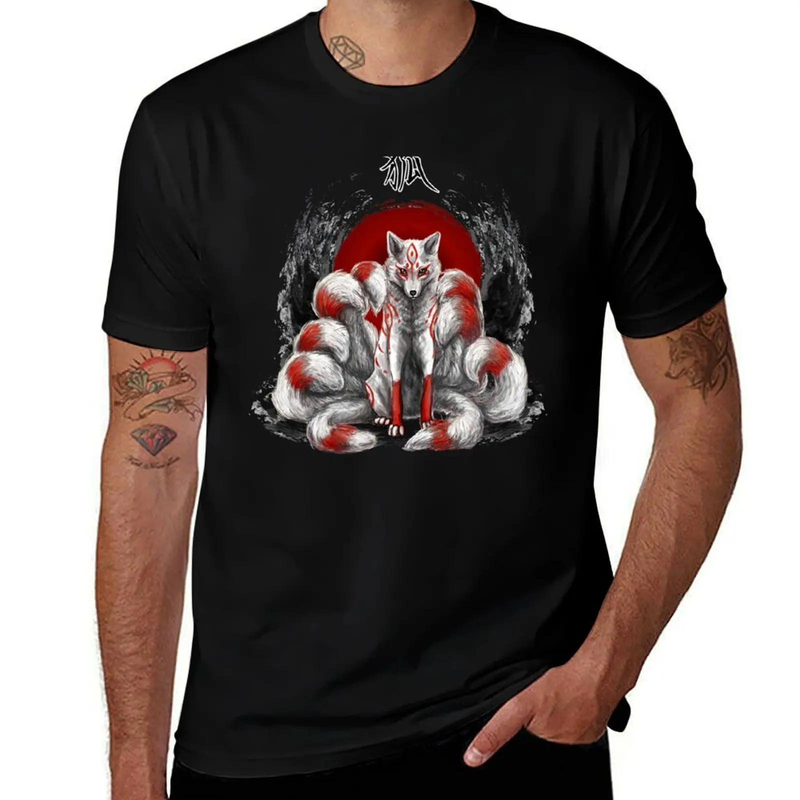 Japanese Nine Tailed Fox Kitsune T-Shirt graphics cheap stuff heavyweights anime figures plain white t shirts men