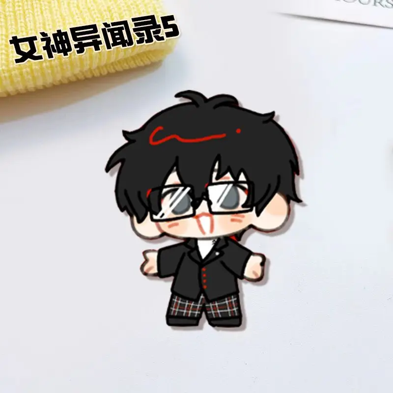 Persona 5 Anime Amamiya Ren Akechi Goro Acrylic Backpack Button Clothes Collar Badge Brooch Cosplay Gift