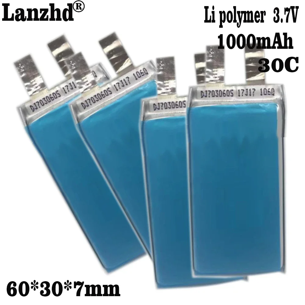 1-12 Stück Neu 3,7 V 1000 mAh 703060   60C Zelle für Notfall-Starthilfe, Automobil-Zünder, Drohne, DIY 2S, 3S, 4S, 7,6 V, 11,4 V Batterie