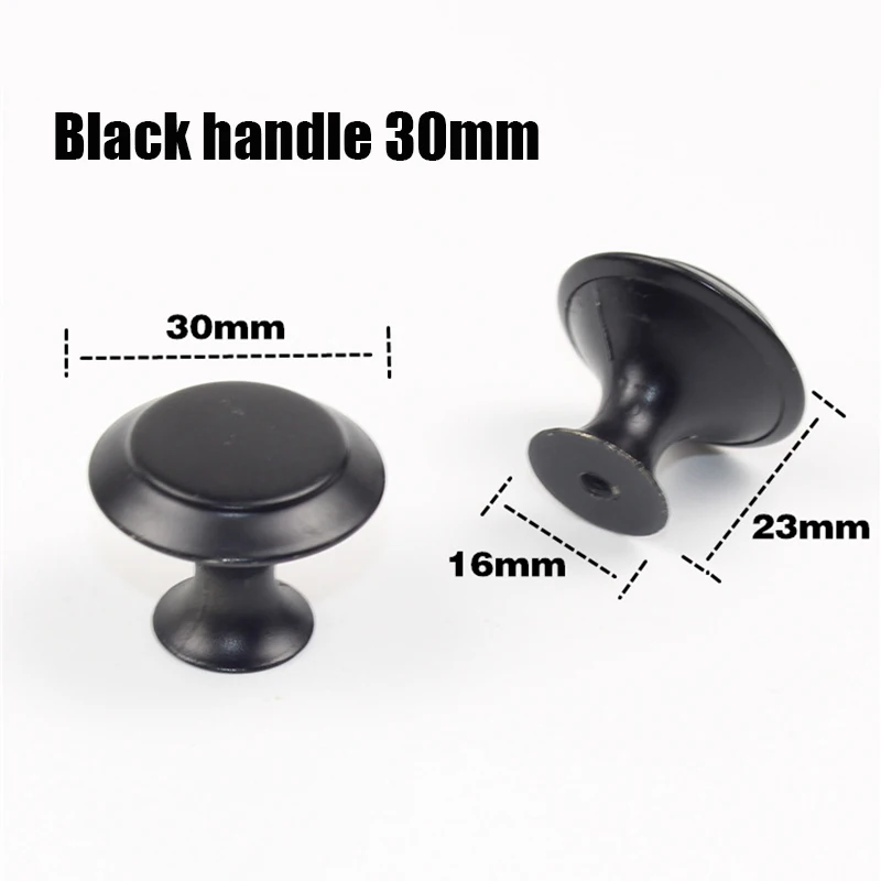 304 Stainless Steel Black Round Single Hole Handle Drawer Mushroom Head Cabinet Handle Hardware Furniture Accessories