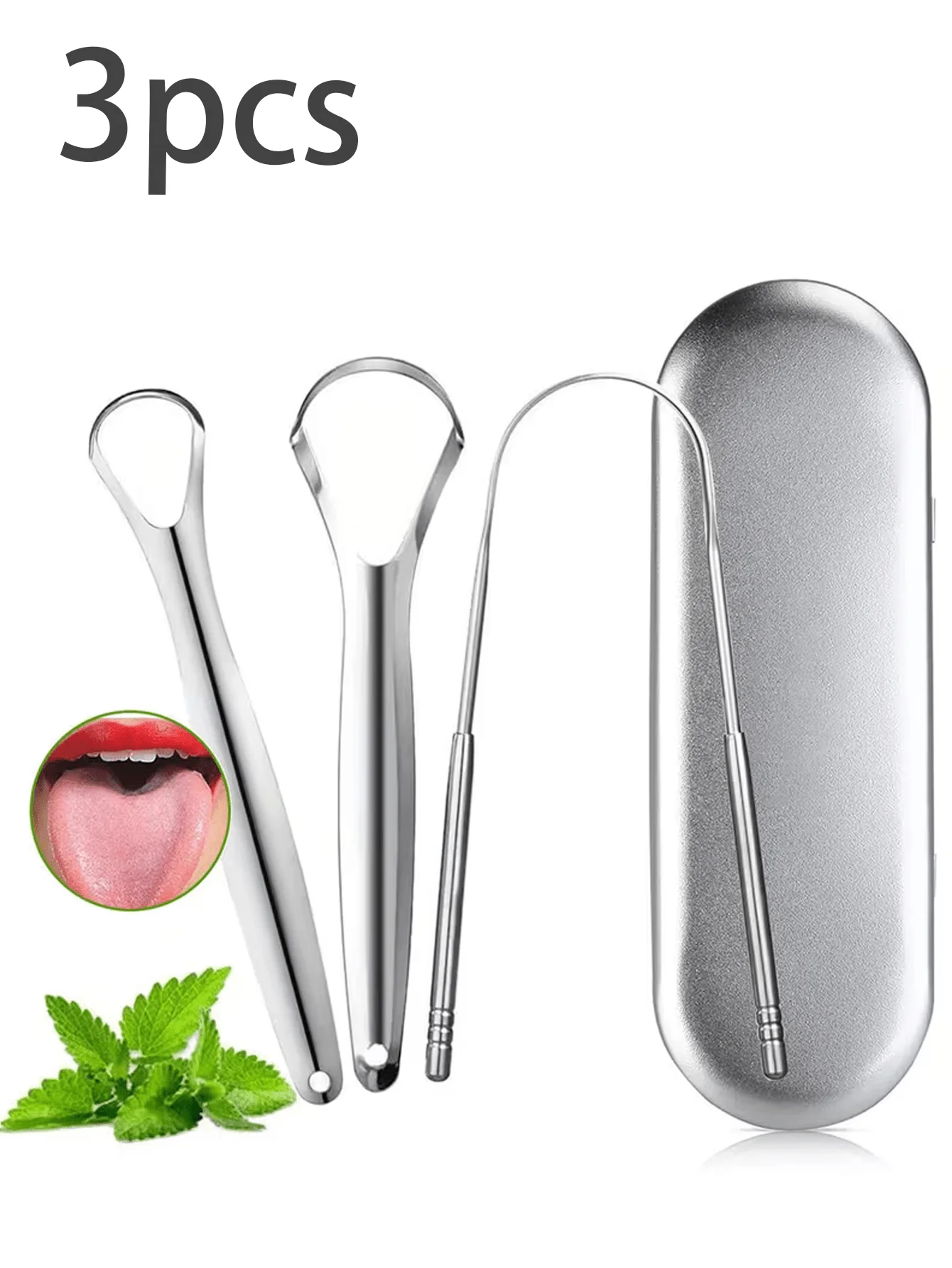 

Premium Stainless Steel 1/2/3/4pcs Metal Tongue Scraper Cleaner for Adults Portable Tongue Scrapers Brushes for Removing