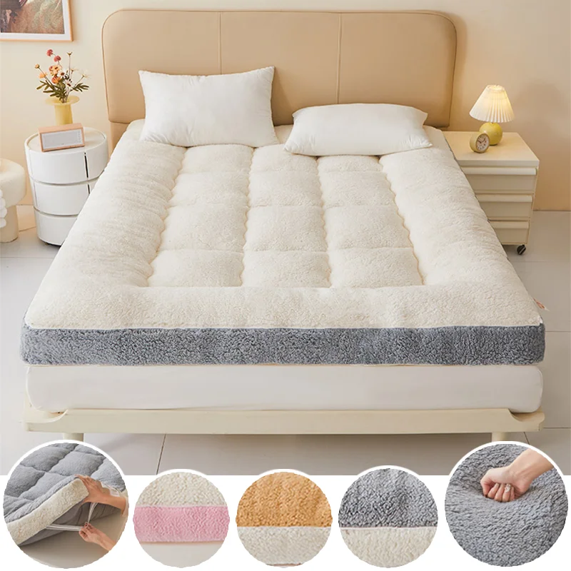Fleece-Matratzenauflage, extra dick, luxuriöses Plüsch-Bettpolster, weiches Kissen, Füllung von Rückenschmerzen, Linderung von Winterwärme, verdicktes Lamm, Heimgebrauch