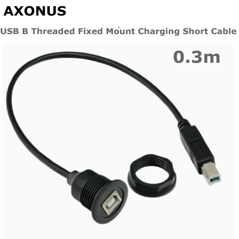 USB Type B 2.0 Male to Female Embedded Bulkhead Mount Connector Extender 480Mbps, for Printer Scanner, 30cm/11.8in