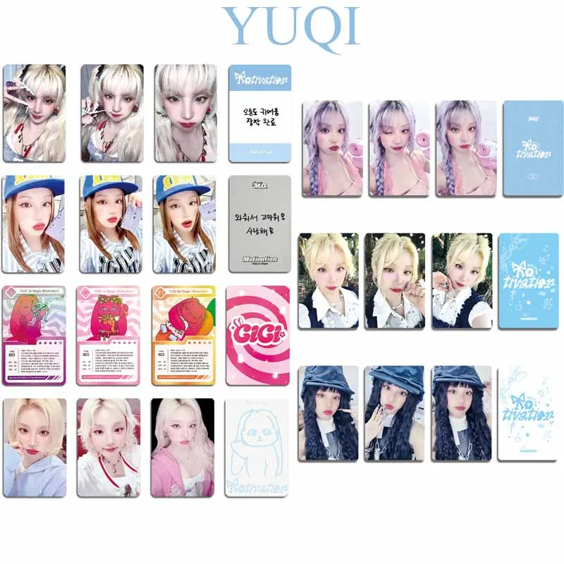 

3/9/12/21 шт./компл. Kpop YUQI корейский стиль ломо-карты MOTIVATION Solo альбом двухсторонние MS Ver фотокарты I-DLE Fans Collection