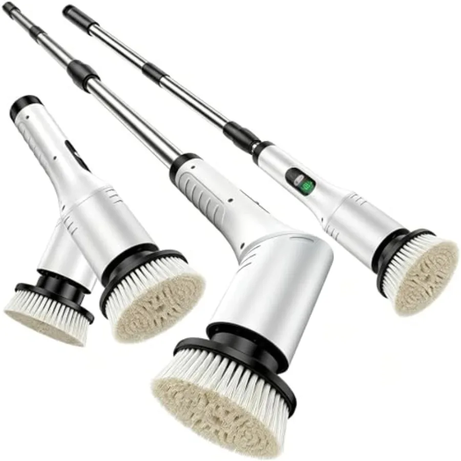 

Cordless Electric Spin Scrubber with 9 Brush Heads, Adjustable Handle and 3 Speeds for Bathroom Cleaning