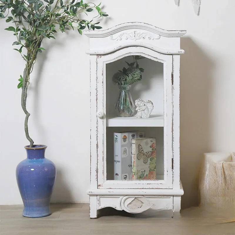 

Old carved double door t Antique and old two-layer glass carved cabinet