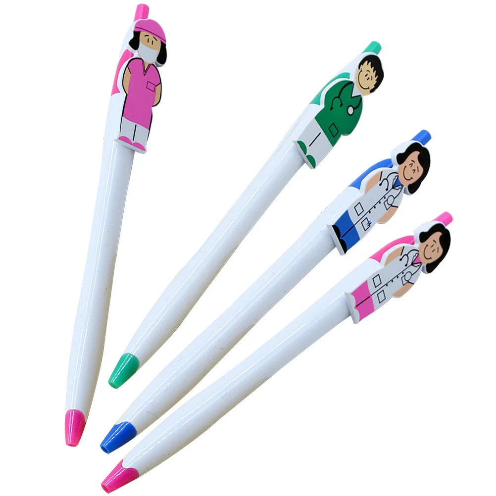 4 Pcs Nurse Gifts Cartoon Stationery Pen Holder Funny Writing Ballpoint Fountain Press Type Portable Pens Household Adult Work