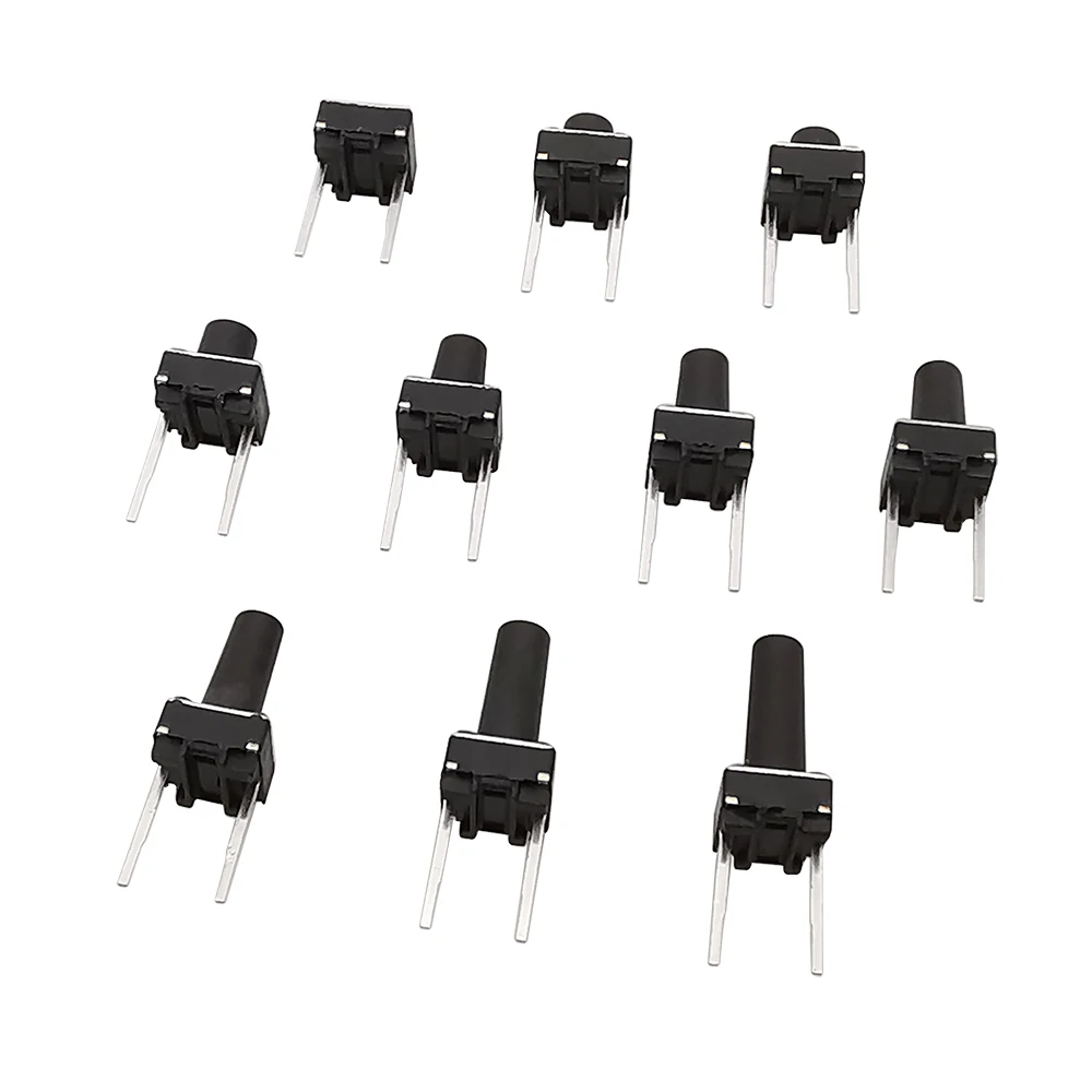 50 peças 6x6mm tátil micro mini botão interruptor pcb painel momentâneo auto-redefinição dip 2 pinos interruptor tático 6x6x4.3/5/6/7/8/9mm