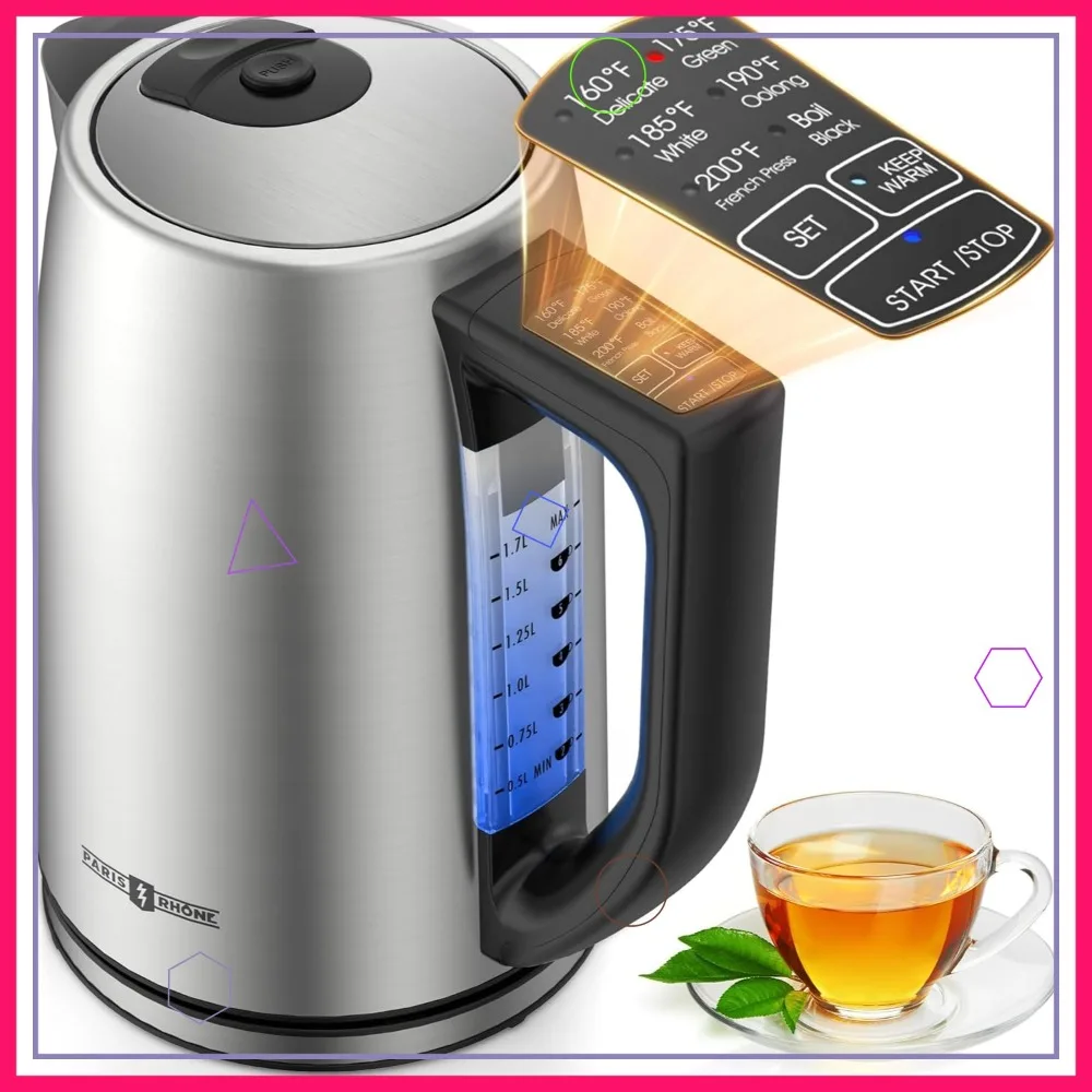 

Electric Kettle with 6 Temperature Presets, 1.7L Stainless Steel, Fast Boil & Keep Warm for Tea and Coffee