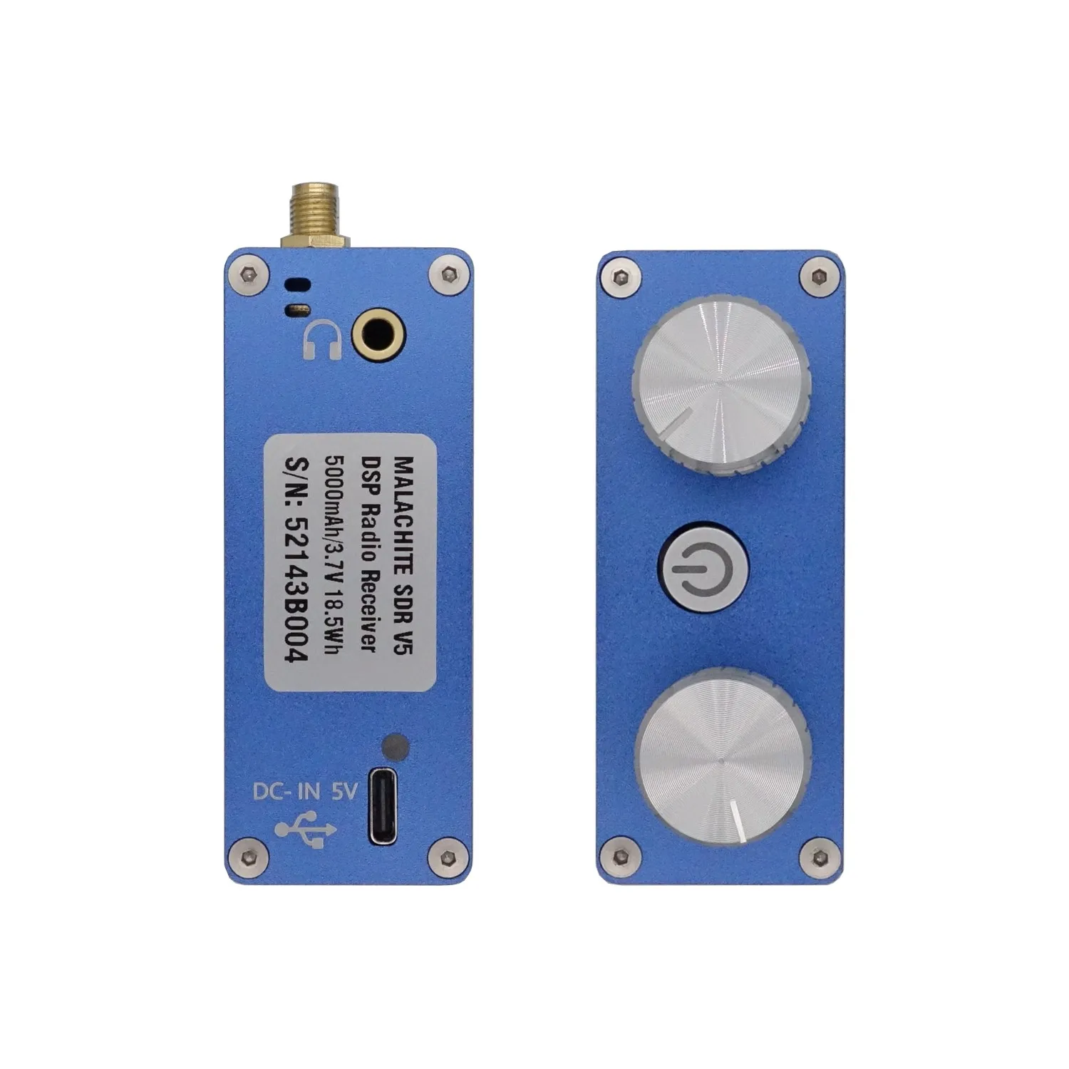 Receptor de radio V5 de malaquita Dsp Sdr 1.10d con placa opcional de metal 5000mah Am Cw Ssb Nfm Wfm