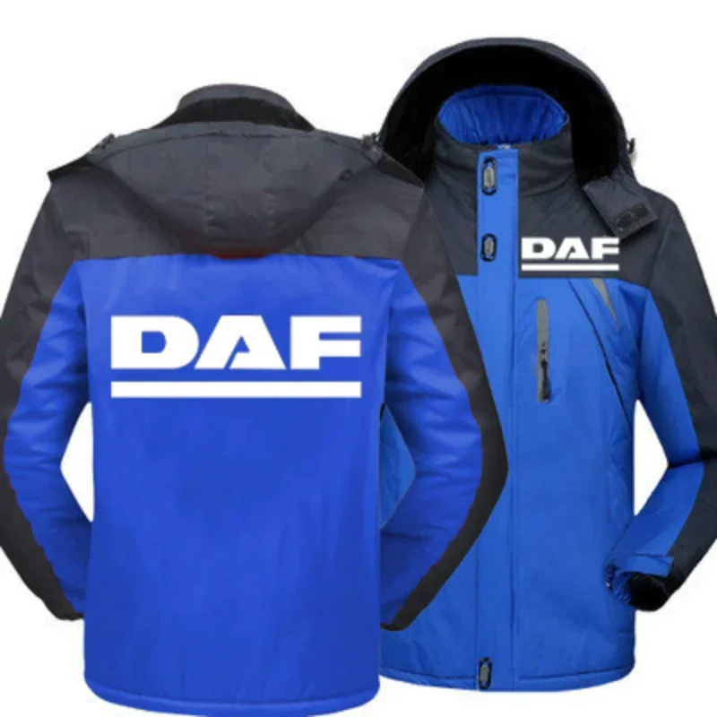 2023New Winter Fashion Men's DAF Truck Logo Fleece Waterproof Jackets Thicken Hoodies Zipper Warm High Quality Outwear