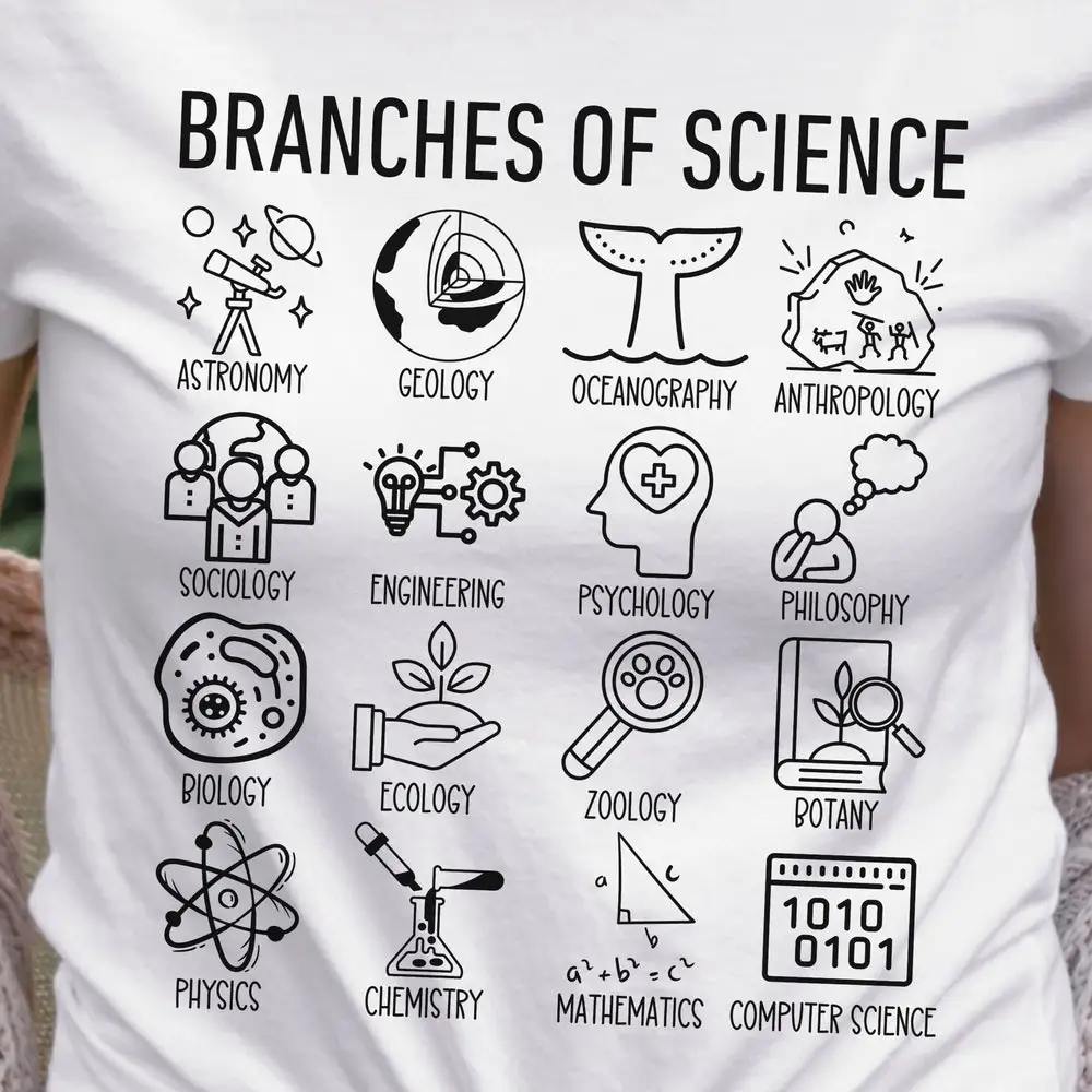 Branches Of Science T Shirt Teacher Lover Nerd Biology Chemistry Physics Women In