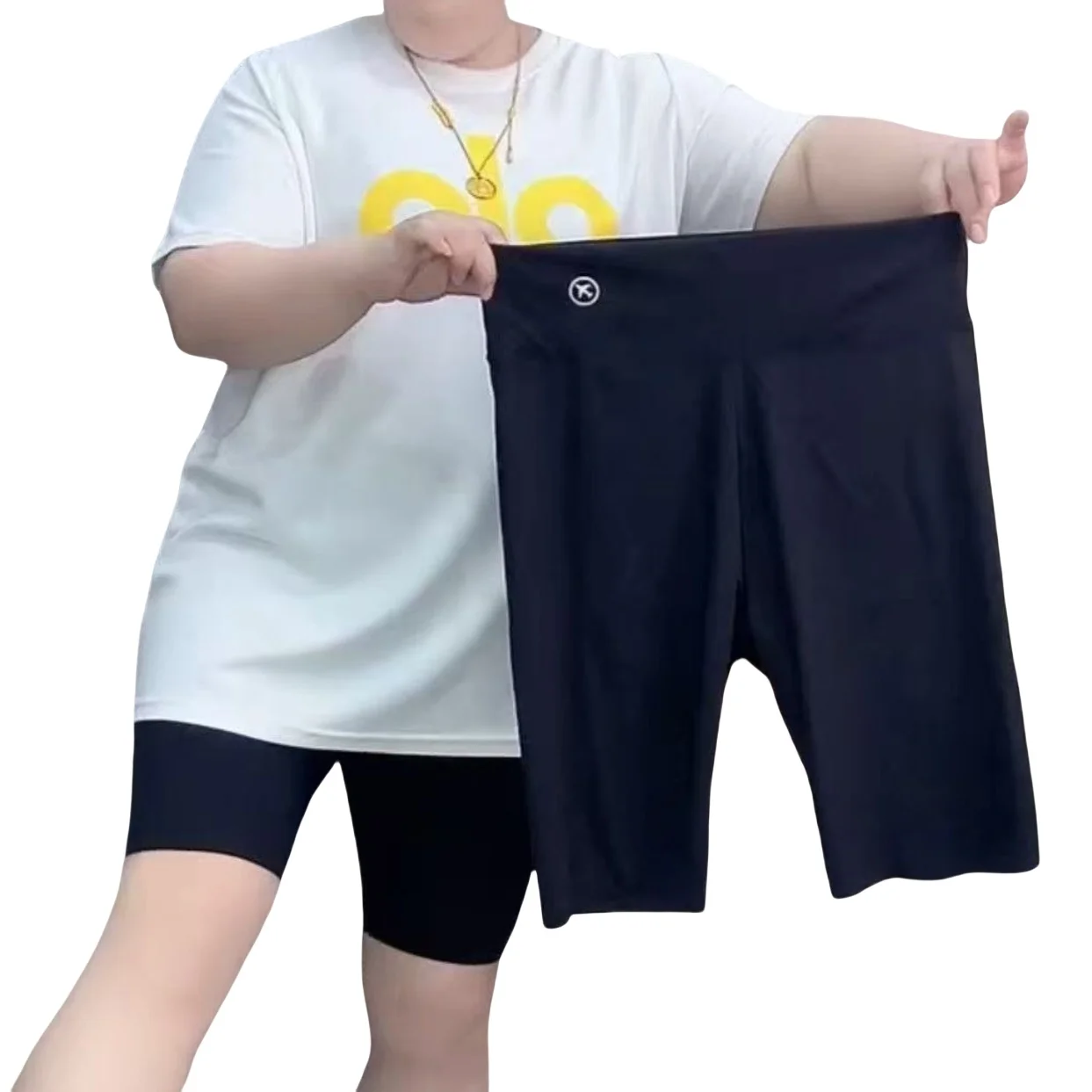 

Plus Size Women Summer Oversize Eggings Thin High-Waisted Slim Butt-lifting Barbie Pants Tight Five-minute Cycling Base Shorts