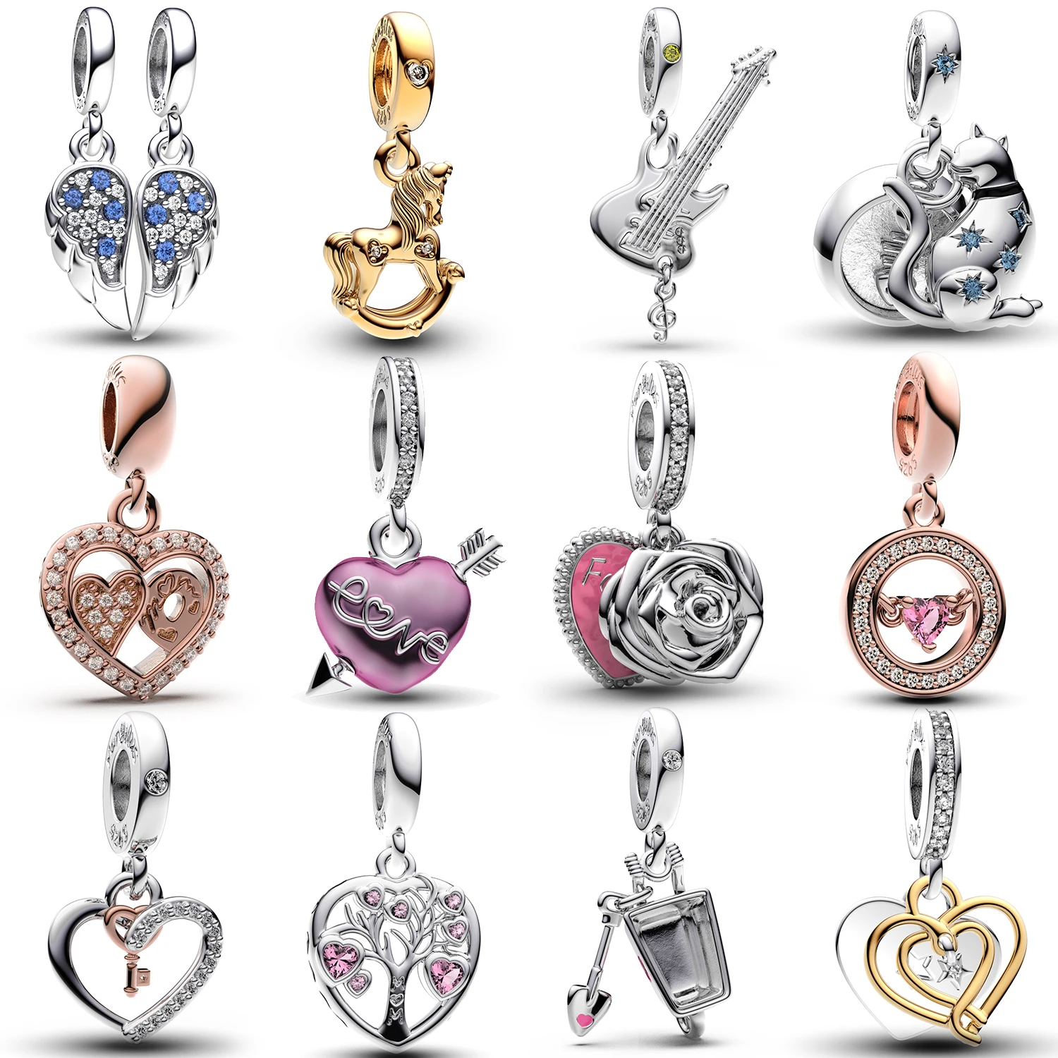 

Manyilus 2025 Hot Cyclical Love Drink Charms S925 Sterling Silver Mother Kids Beads For Original Bracelet Charm Silver 925 Hot