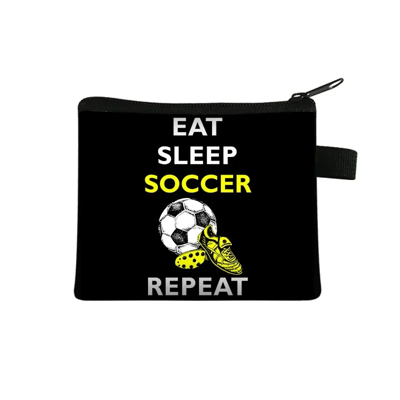 Footbally Soccerly Print Coin Purses Women Men Wallet Boys Girls Change Money Bag Key and Card Holder Bags