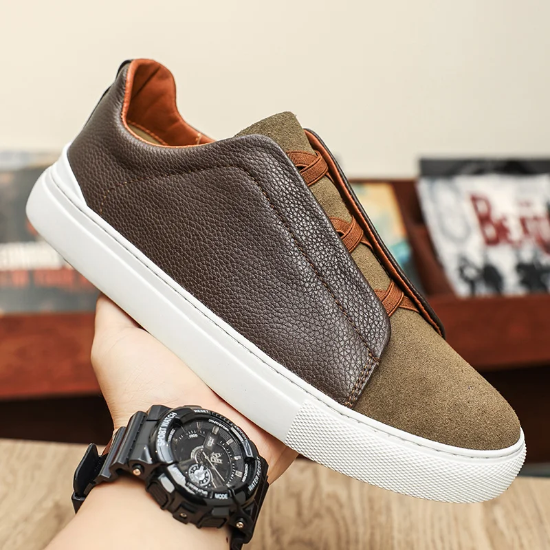 

Men Loafers Spliced Flat Bottomed Trendy Youth Casual Men Shoes