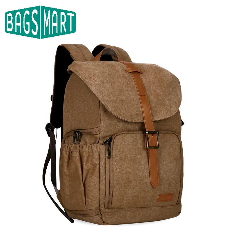 BAGSMART 카메라 가방, DSLR 사진 작가 배낭, 삼각대 거치대, 방수 도난 방지 사진 가방 케이스, 15 인치 노트북용