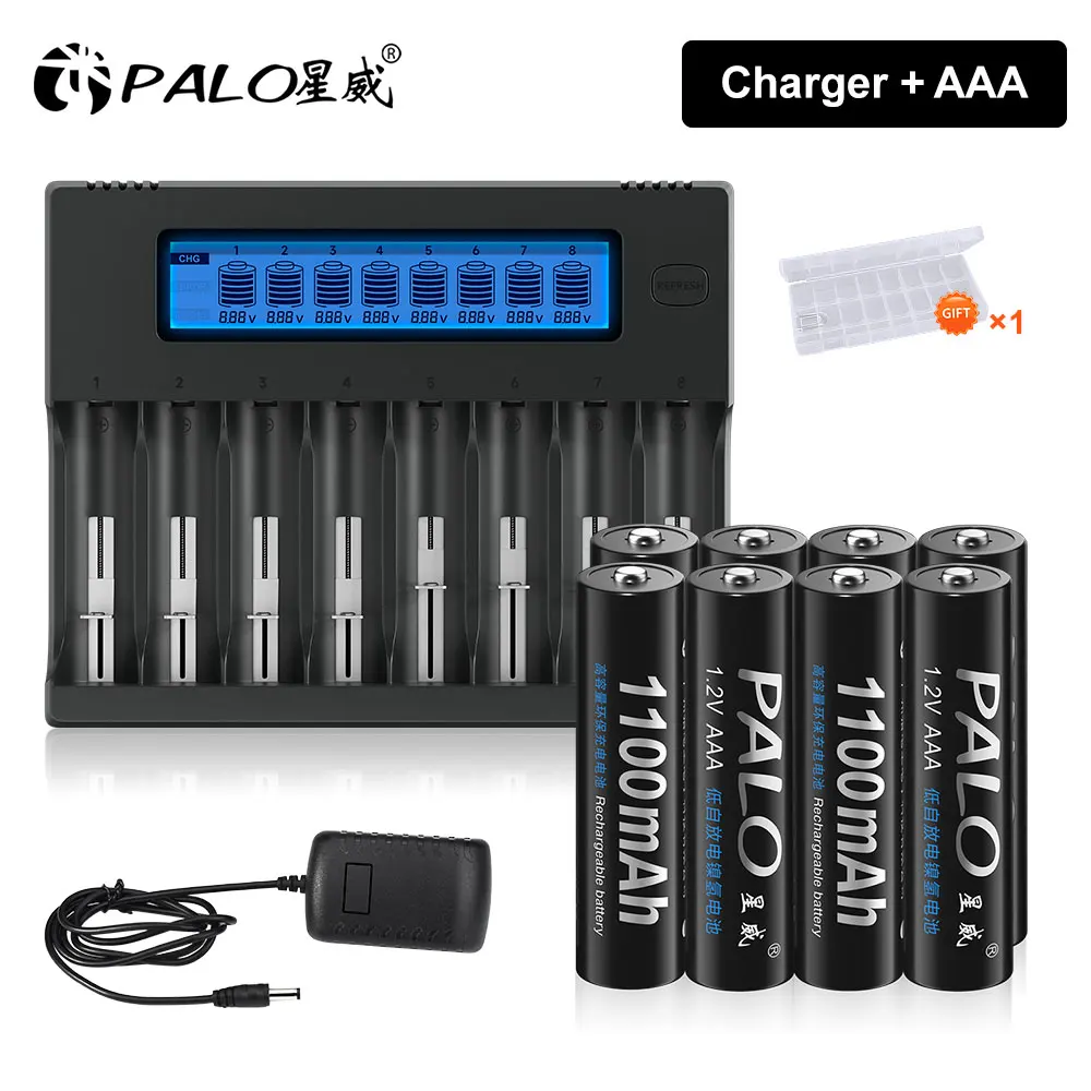 

AAA Battery Rechargeable 1.2V 1100mAh Ni-MH 3A Battery with Multi-functional Smart Charger for 1.2V Ni-MH/3.7V Li-ion Battery