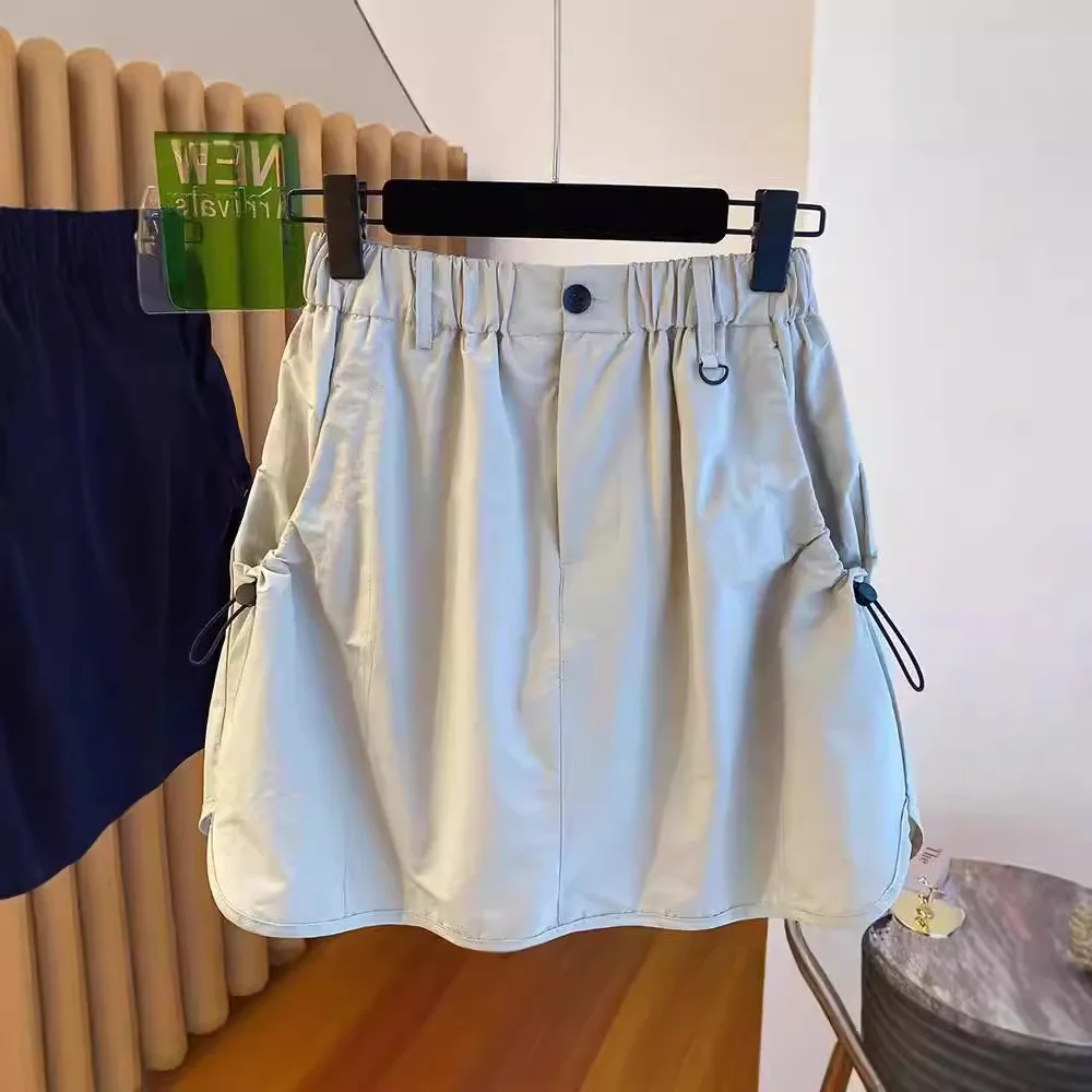 

A-line workwear short skirt for women 2024 new high waist slimming retro anti glare half body skirt pants with hip summer