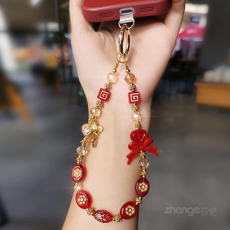 

Mobile Phone Chain Bow Mixed Bead Women's Mobile Phone Hanging Rope Outdoor Anti Loss New Model
