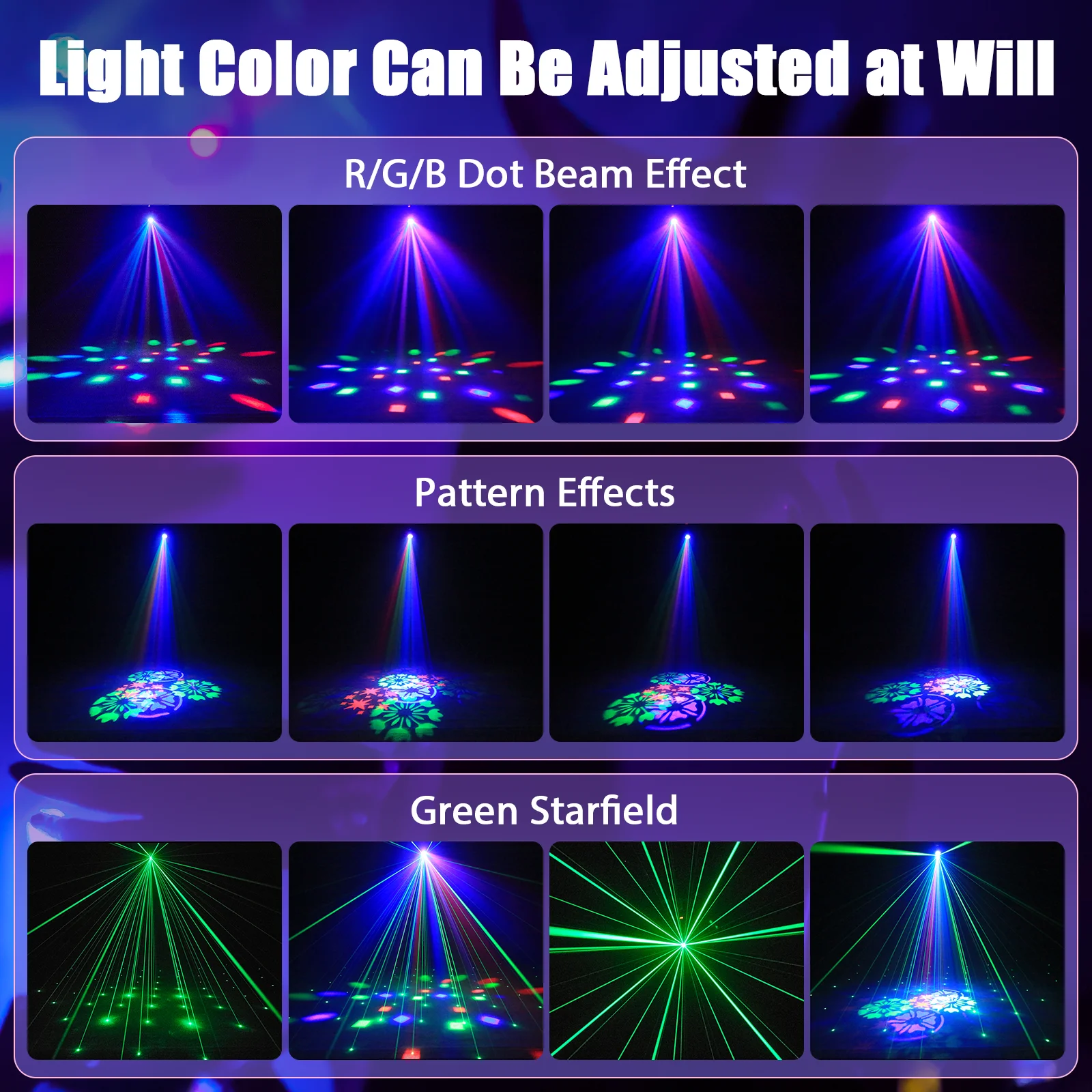 U'King Mini 30W Beam Pattern Moving Head Light RGB DMX Sound Activated Strobe Effect Stage Light for DJ Disco Party Christmas