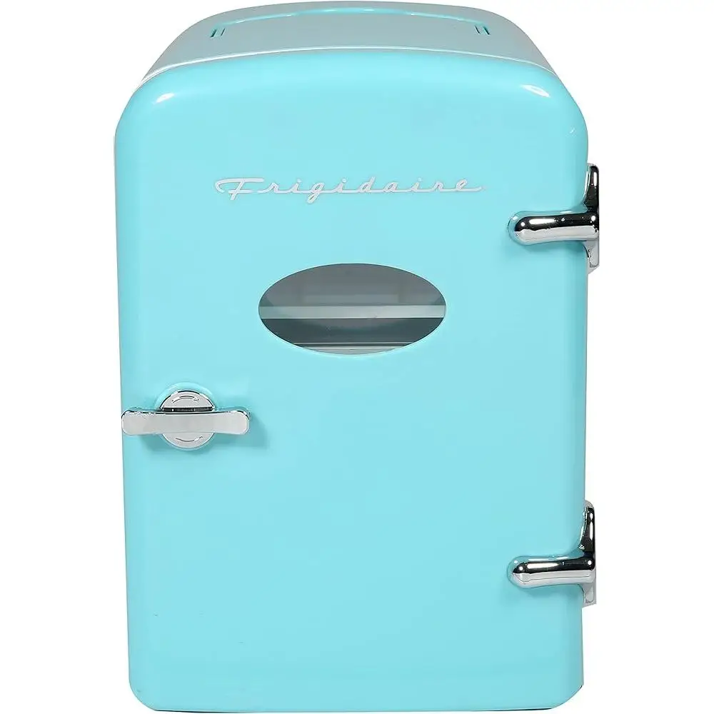 Portable Retro Mini Fridge Cooler 9 Can Capacity Personal Skincare Snacks Drinks with AC DC Power Options Car Office Bedroom