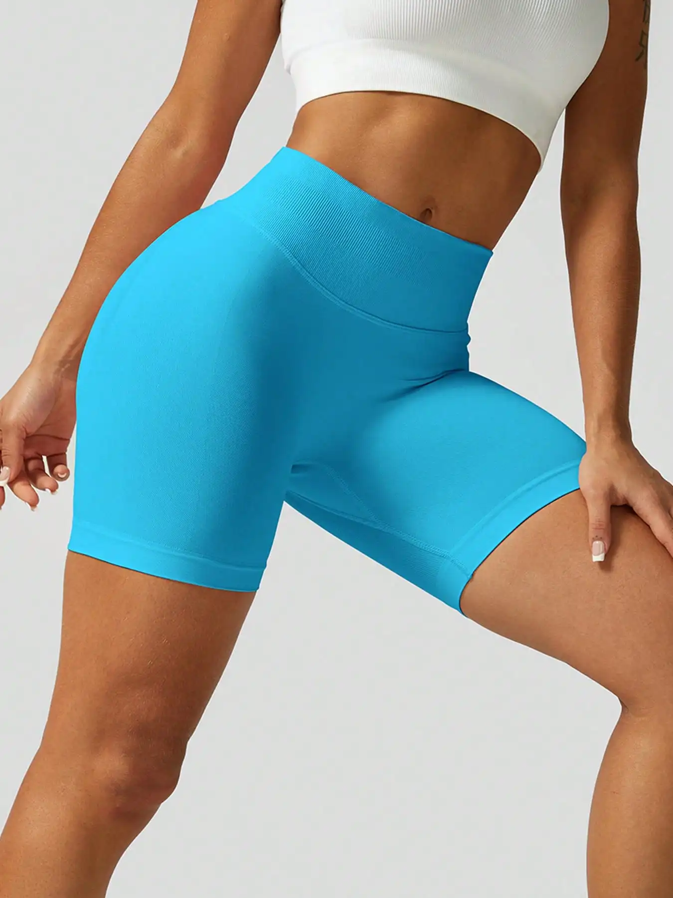 

Women Solid Color Tight Fit Running Exercise Training Shorts Summer