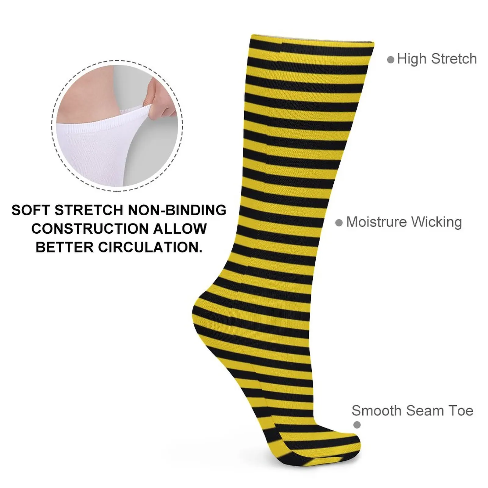 Bumble Bees Socks Yellow And Black Stripes Gothic Stockings Female High Quality Climbing Socks Winter Design Anti Slip Socks