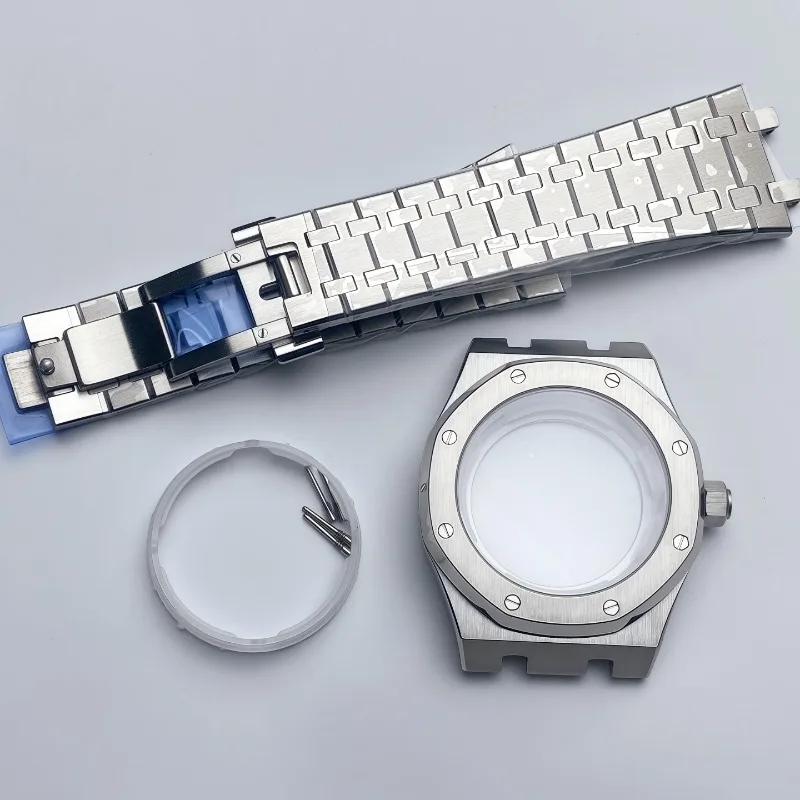 NH35 ケース、42MM オークケース、ステンレススチールストラップ、フルサファイアガラス、NH36/NH70 キャリバーに適合