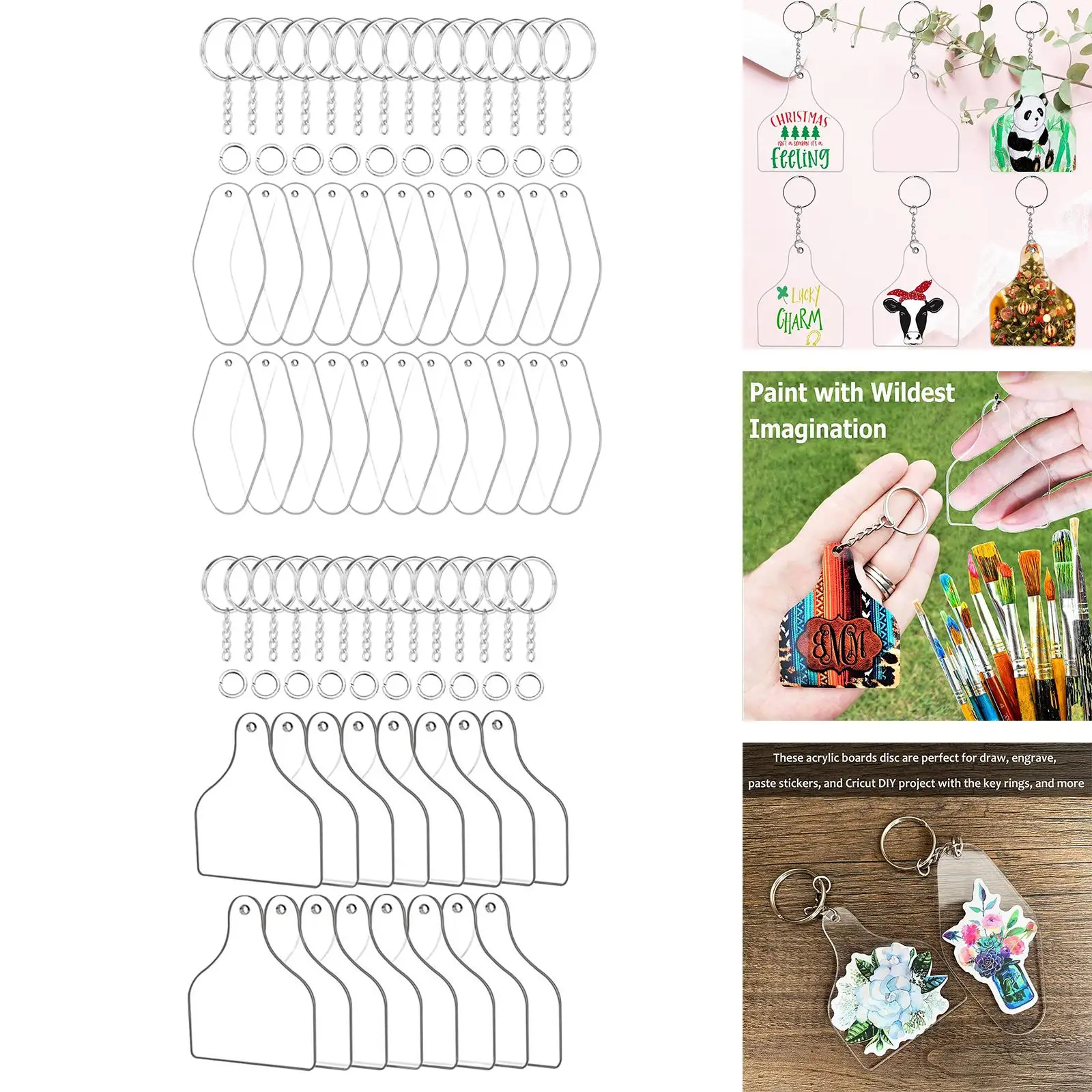 30 قطعة من سلسلة المفاتيح المصنوعة من الأكريليك الشفاف DIY كيرينغ زخرفة شارات المعلقات #5