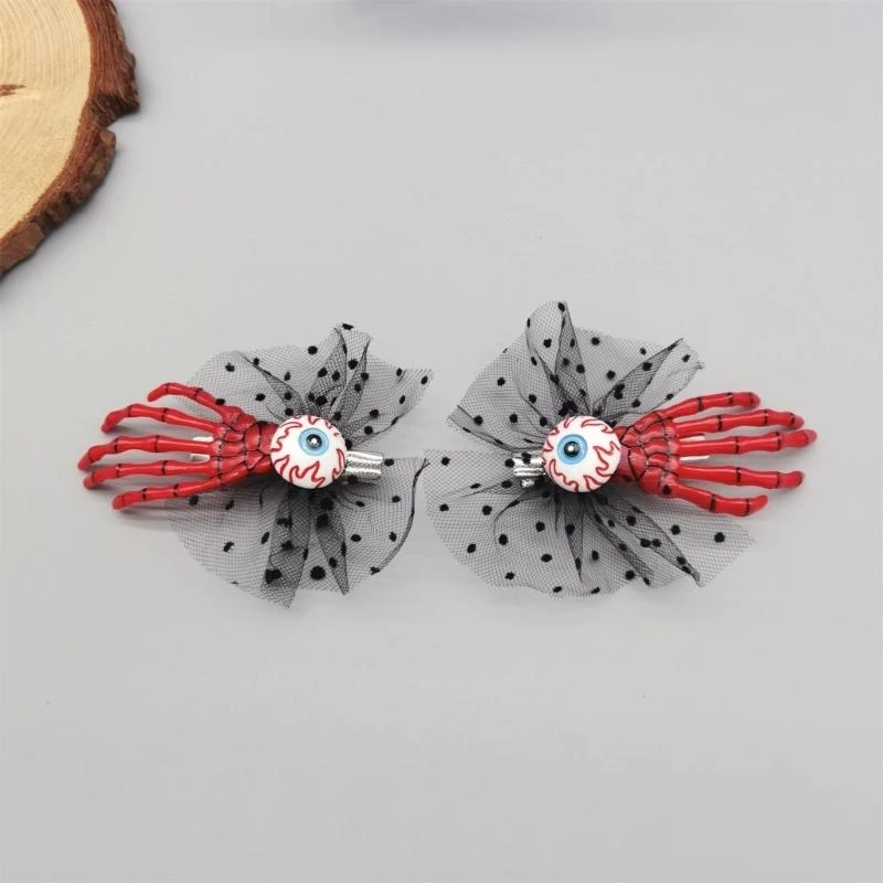 

Y2K Halloween Hair Clip Red Skeleton Hand Girls Hairpin Duckbill Clip 15UB
