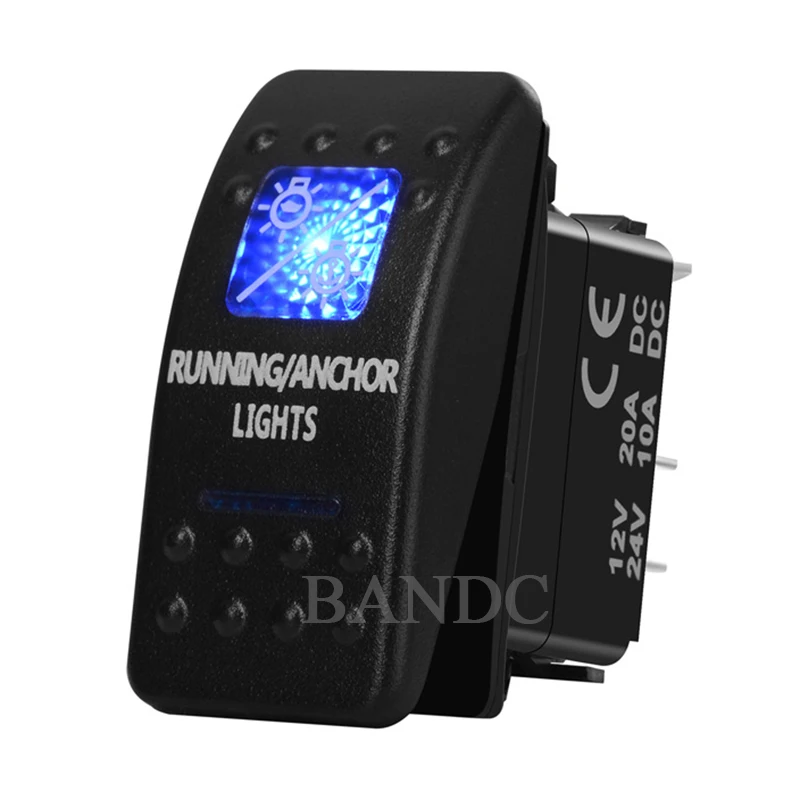 Blue Led Running/Anchor Light Rocker Switch Navigation Light 7 Pin ON-OFF-ON 3 Way Toggle Switch for Boat Marine Pontoon FIshing view 2
