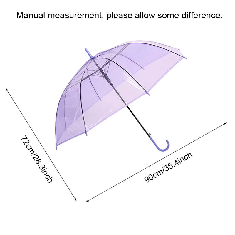 Transparent Umbrellas Clear PVC See Through Umbrellas Long Handle Party Wedding Travel Dating Events J Hook Stick Umbrella