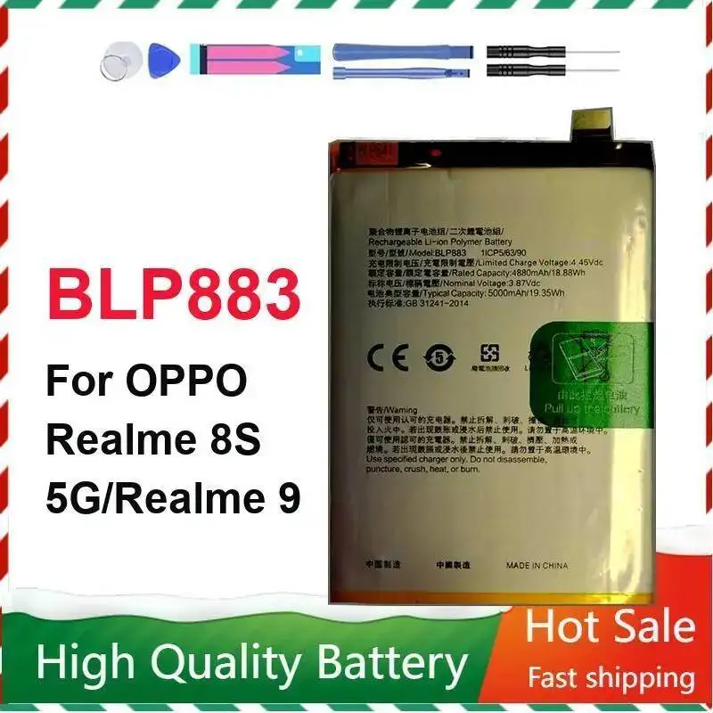 For Oppo Realme 8S 5G 9 5000Mah Mobile Phone Battery Portable BLP883