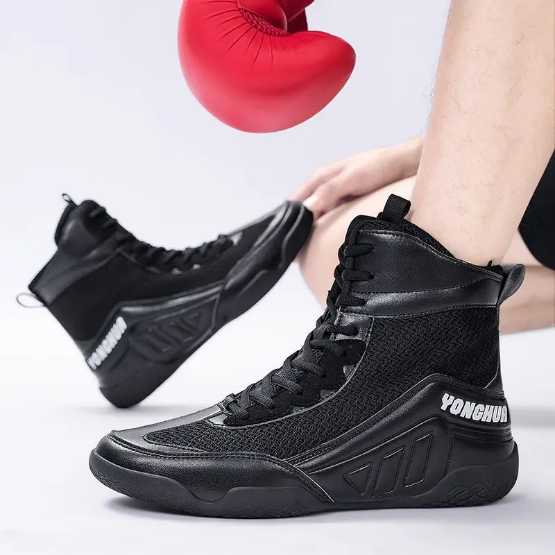 High-Top-Boxen, professionelle, rutschfeste Wrestling-Sportschuhe, leichte, gevechtsfreie Kampfsportschuhe für Männer und Frauen