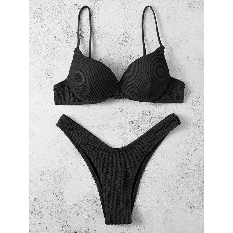 

New Fashionable Solid Color Two-Piece Swimsuit for Women, Sexy Three-Point Bikini, Hot Spring Swimwear