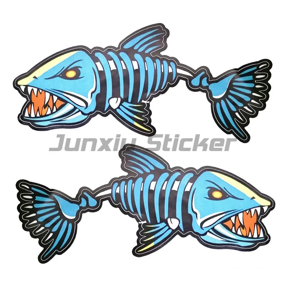 2X Skeleton Fish Bone Fish Stickers Kayak Decals Fishbone Stickers for Kayak Canoe Fishing Boat Wall Kayak Accessories