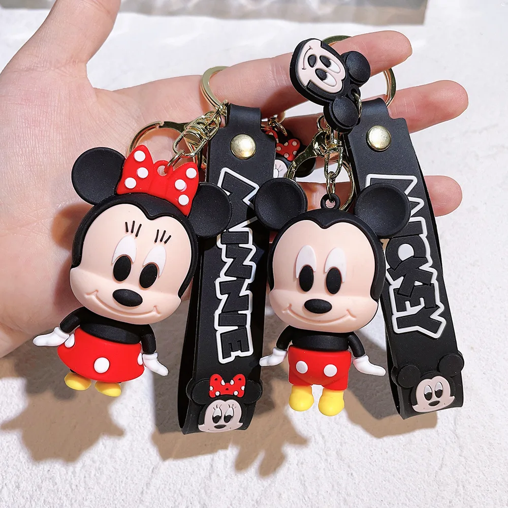 MINISO Anime Keychain Cartoon Mickey Minnie Stitch Donald Duck Cute Doll Keychain Jewelry Keychain Pendant Children's Toy Gifts