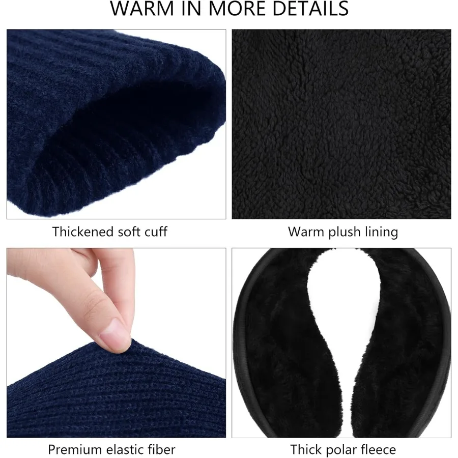Winter Beanie Hat Set for Men and Women Including 4Piece Knit Gloves Scarf Beanie Hat and Earmuffs Perfect for Cold Weather Out