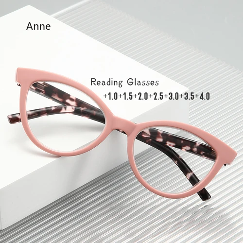 202 gafas de lectura tipo ojo de gato a la moda para mujer, gafas de presbicia con montura grande y personalidad femenina + 1,0 a + 4,0 gafas