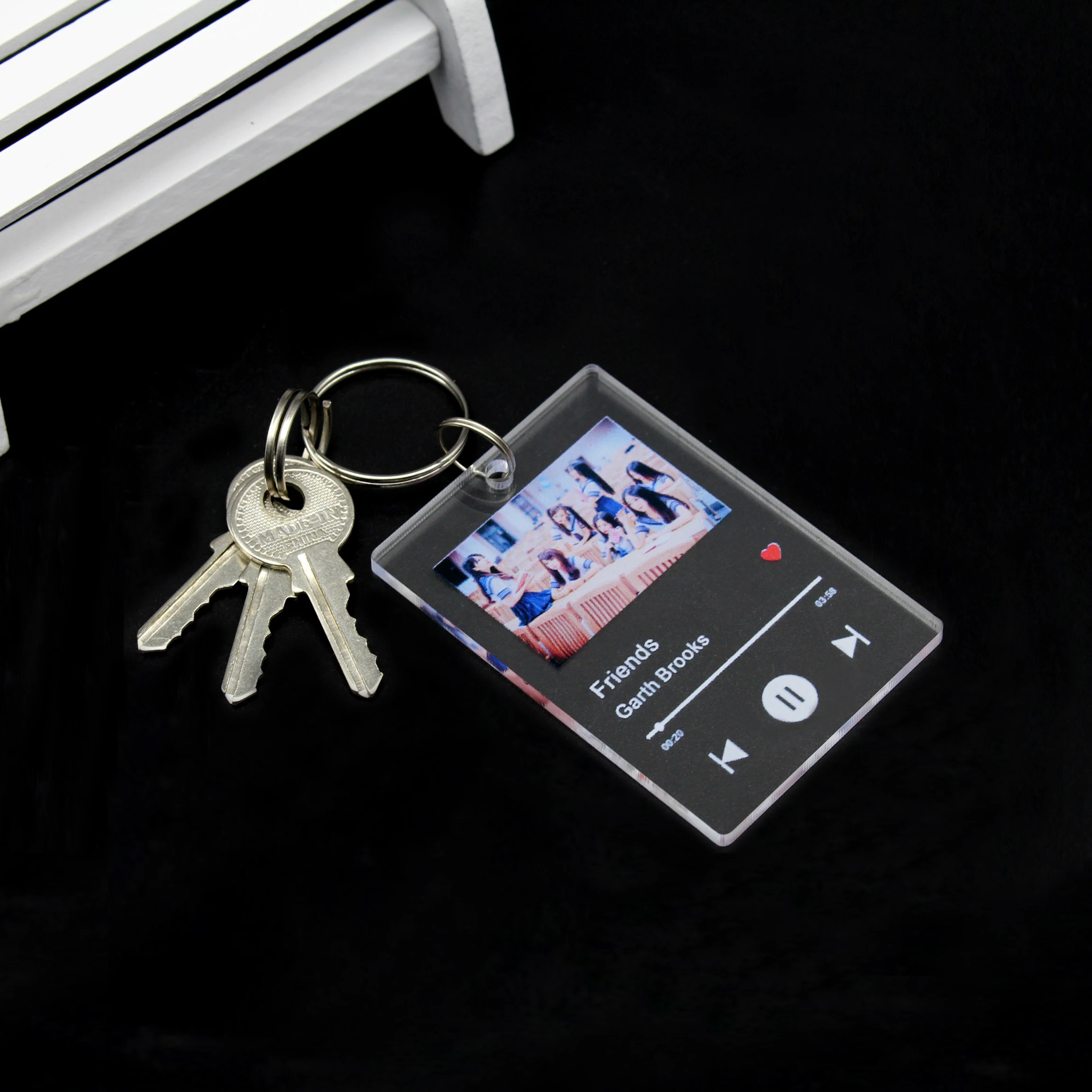 Personalizado Transparente Acrílico Spotify Keychain, Código de digitalização, Música Canção Cantor Nome Album Cover, Custom Keyring Presentes