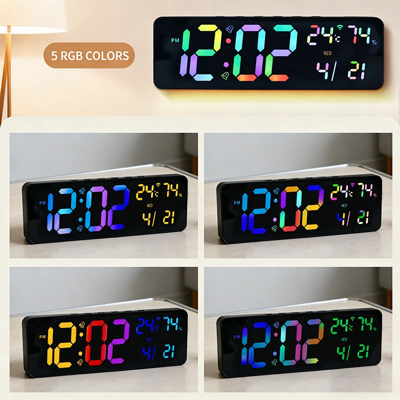 Living room digital wall clock network automatic time synchronization  Bluetooth smart alarm clock