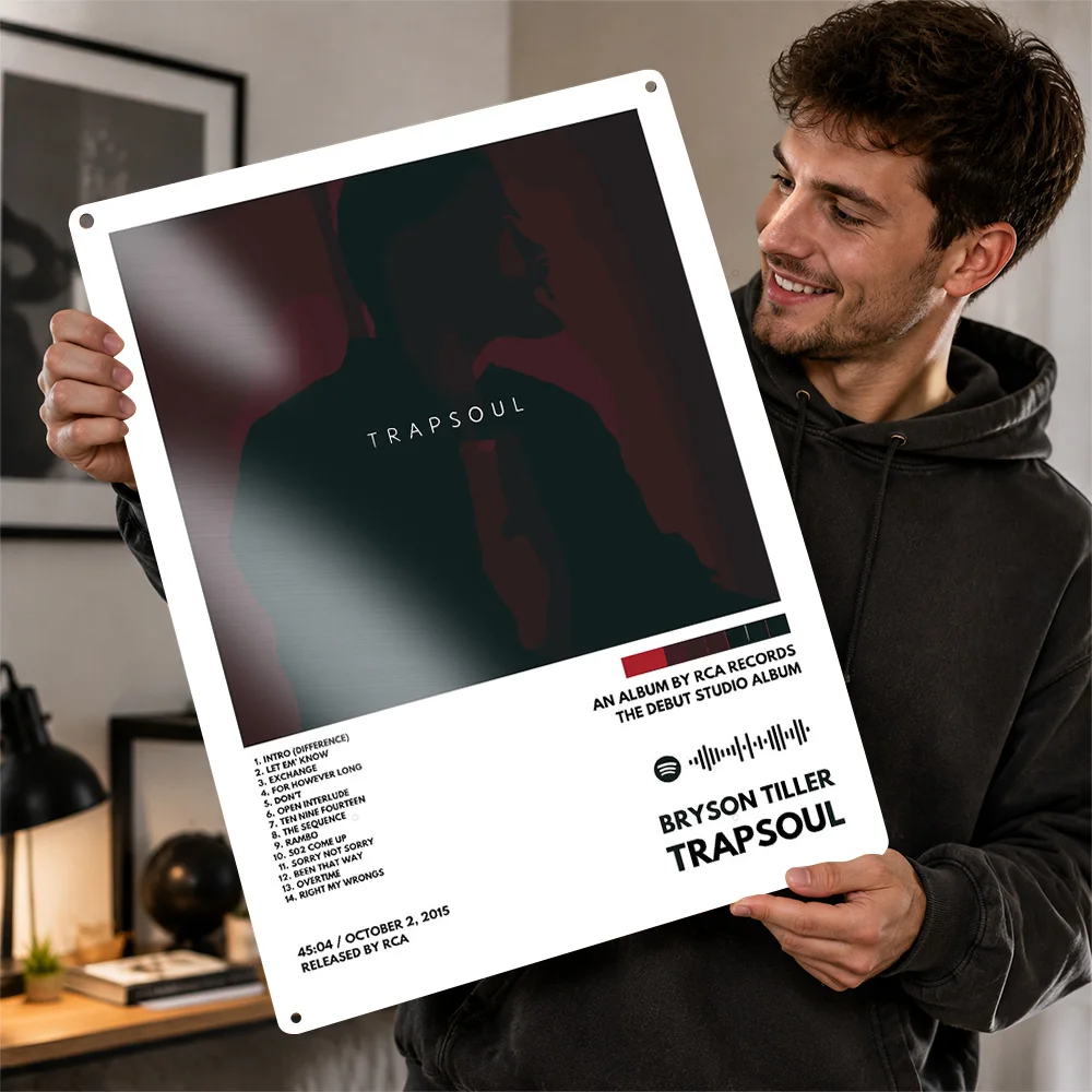 Bryson Tiller Trapsoul Album Cover Printed Poster Graphic Wall Art For Bedroom Customized Aluminum Metal Sign Housewarming Gift