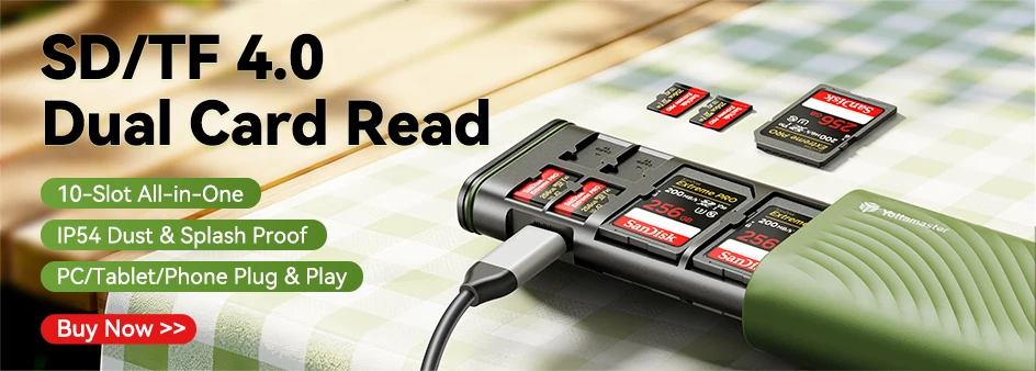 Yottamaster USB-C Kartenleser Aufbewahrungsbox Hochgeschwindigkeits-Speicherkarten-Etui OTG-Adapter 10-Fach-Halter für Kameras SD TF Kartenhalter – Detail 1