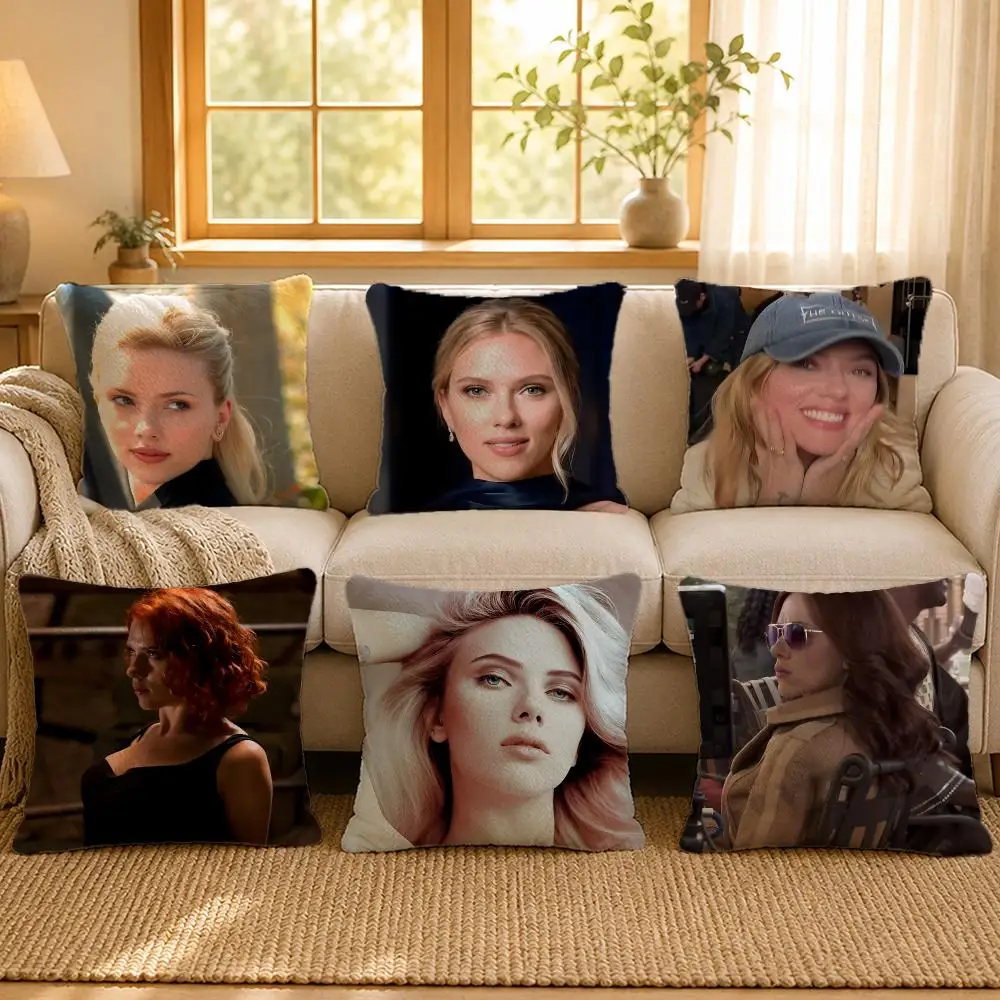Actress Scarlett Johansson Cushion Cover Personalized Short Plush Soft Bedroom Sofa Home Decor Gift