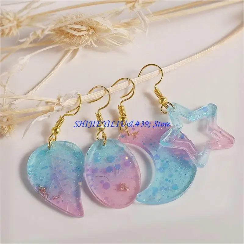 

E21F Handmade Jewelry Silicone Pendant Mold with Hole Earring Charm Epoxy Mold
