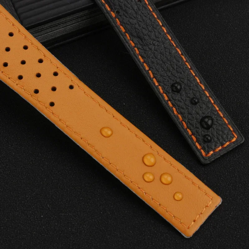 22mm Genuine Leather watch band For TAG Heuer Monaco Watchband CAW211M 211P CAW211R 211T breathable Men\'s Folding buckle strap