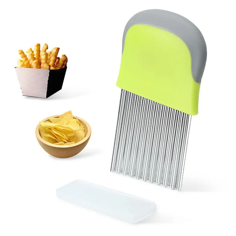 

100pcs Large Crinkle Cutter Potato Knife Cutter French Fry Slicer Potato Cutter Fruit Vegetable Wavy Chopper Knife