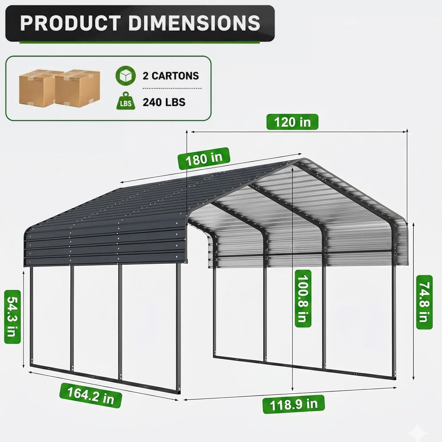 10x15 FT Metal Carport, Heavy Duty Outdoor Car Shelter with Galvanized Steel Roof, Steel Car Port Garage Canopy for, Customized